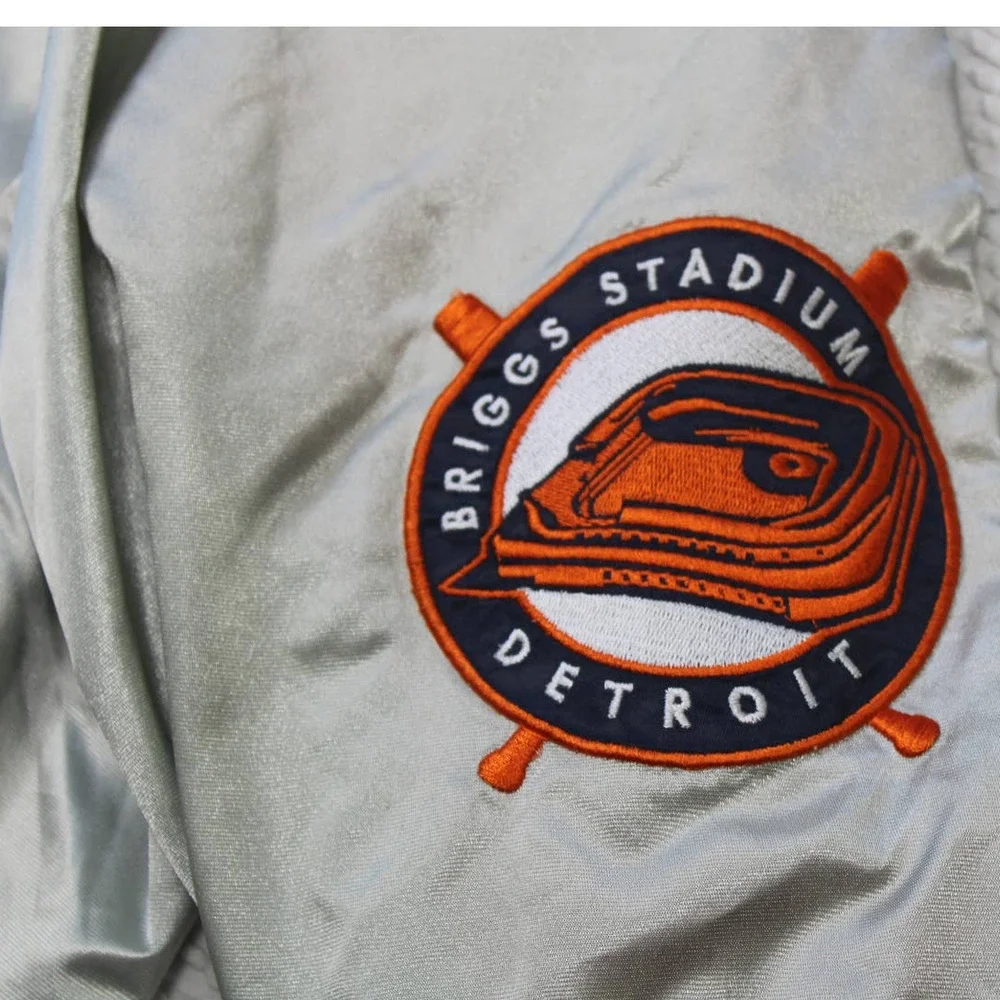 Vintage Detroit Tigers Reversible jacket Silver navy orange Size Large - Picture 6 of 10